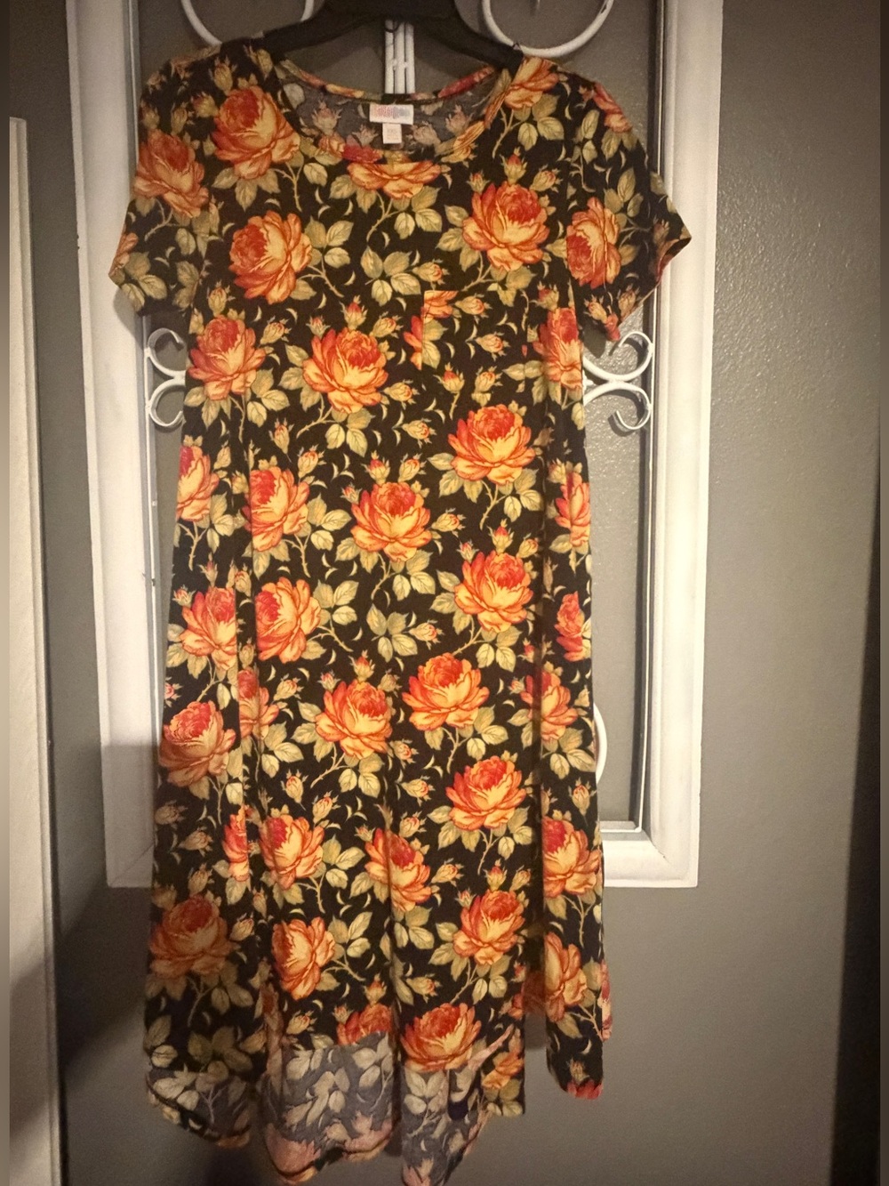 LuLaRoe Black Dress with Orange Floral Print